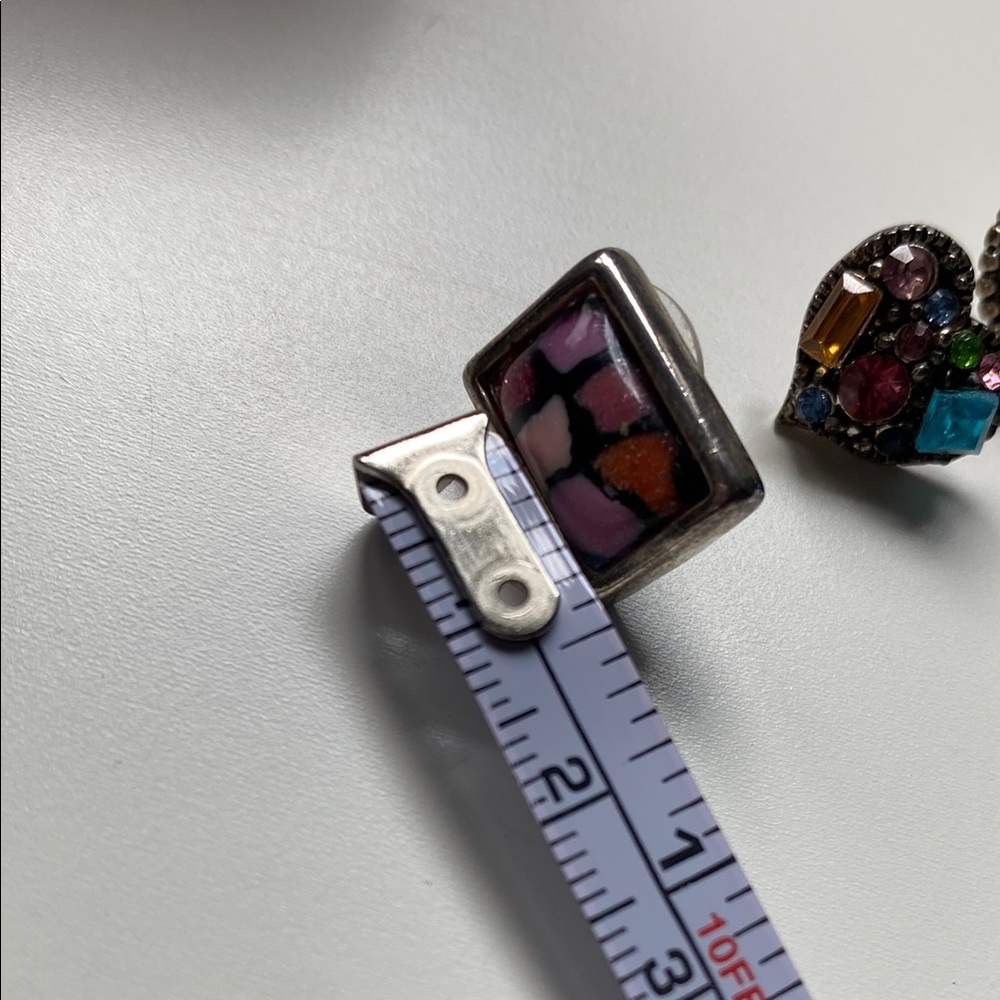 Vibrant Multicolor Mosaic Necklace with Earrings Trio. Vintage. EUC - Picture 12 of 15